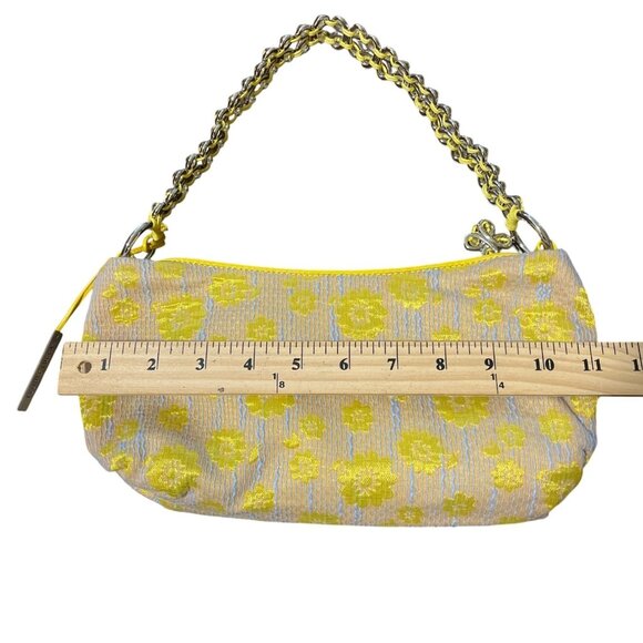 Elliott Lucca Shoulder Bag Floral Butterfly Chain Strap Yellow Tan - Picture 6 of 7